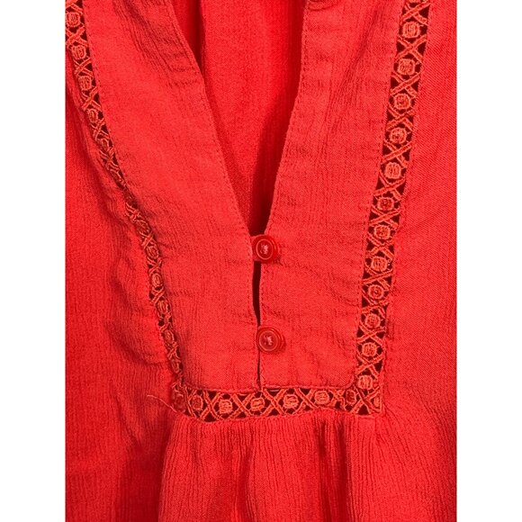 Gap Top Womens Small Shirt Blouse Long Sleeve Red Peasant Boho Casual Fall Work - Picture 6 of 16